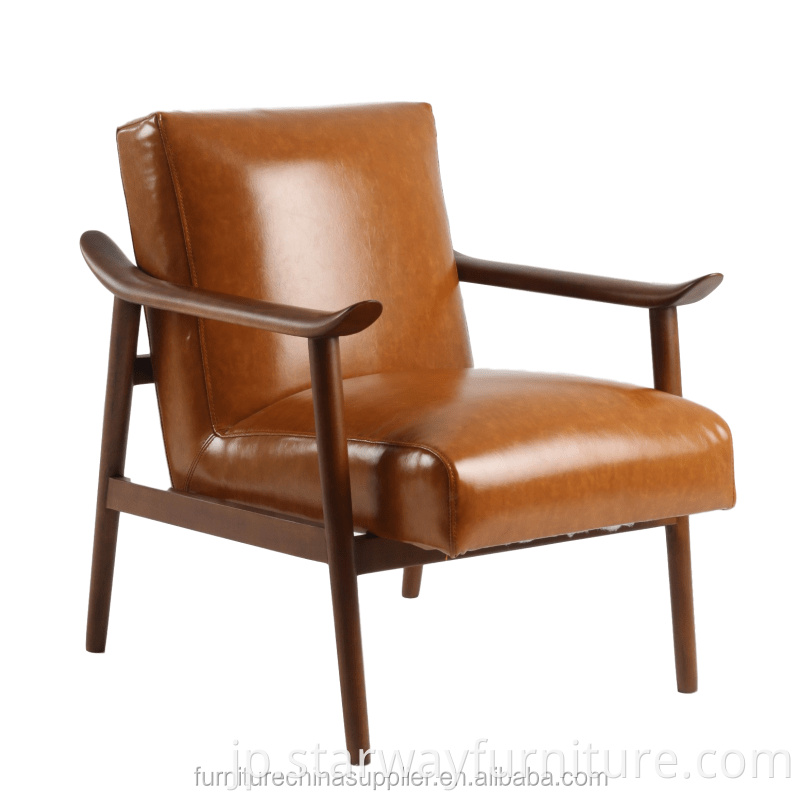 高品質のリビングルーム家具レザーアームドチェアシングルラウンジソファ椅子卸売